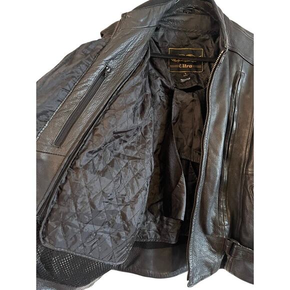 VTG UNIK Ultra Genuine Leather Men's Motorcycle Jacket Coat Zip Out Liner Large - Picture 6 of 10